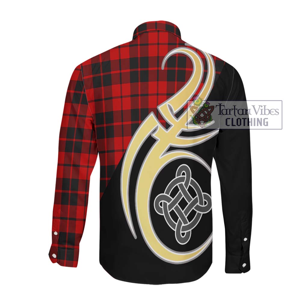 Hog Tartan Long Sleeve Button Shirt with Family Crest and Celtic Symbol Style Men's Shirt - Tartan Vibes Clothing