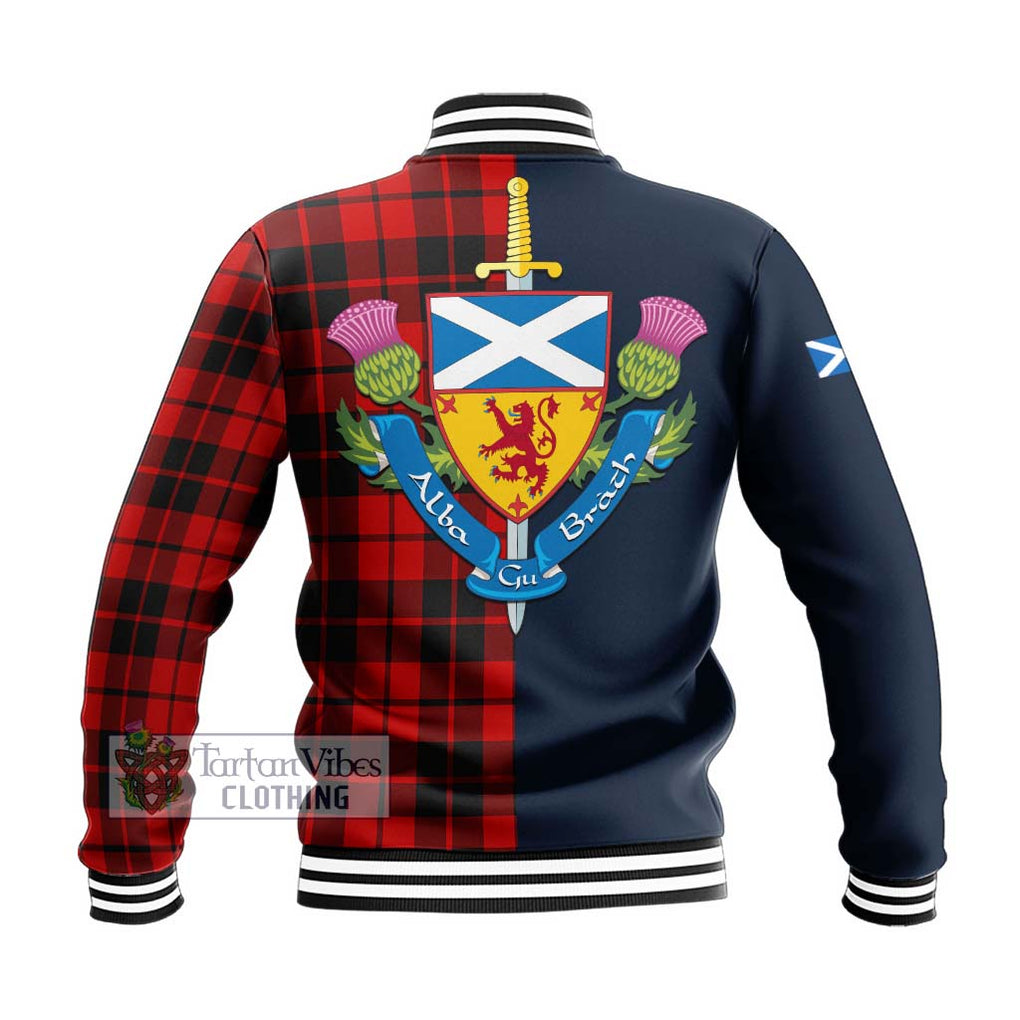 Hog Tartan Baseball Jacket Alba with Scottish Lion Royal Arm Half Style - Tartan Vibes Clothing