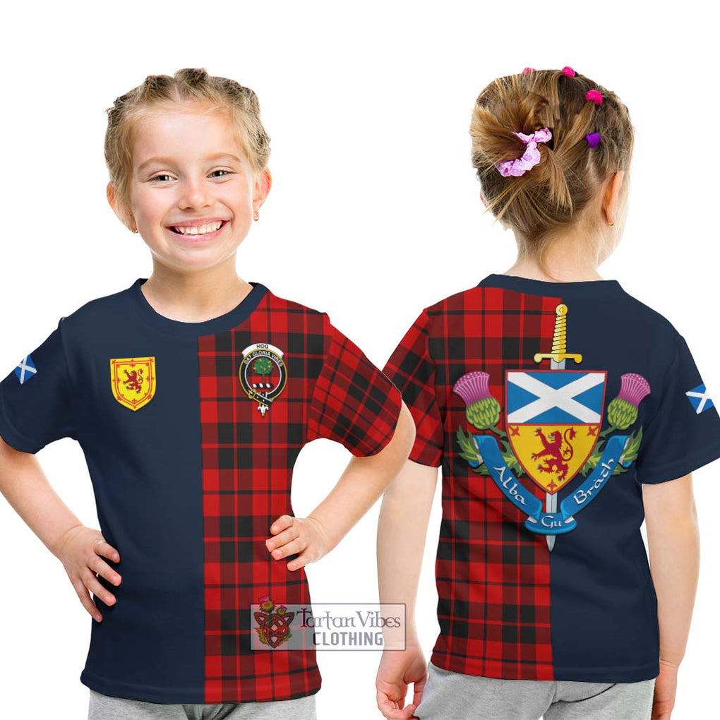 Hog Tartan Kid T-Shirt Alba with Scottish Lion Royal Arm Half Style - Tartan Vibes Clothing