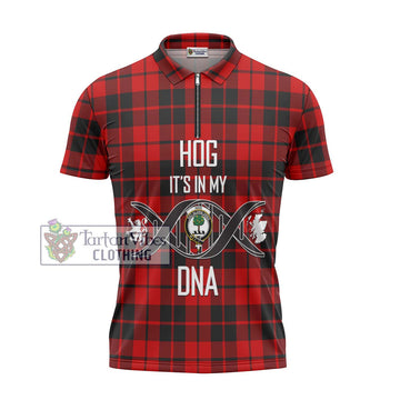 Hog Tartan Zipper Polo Shirt with Family Crest DNA In Me Style - Tartan Vibes Clothing