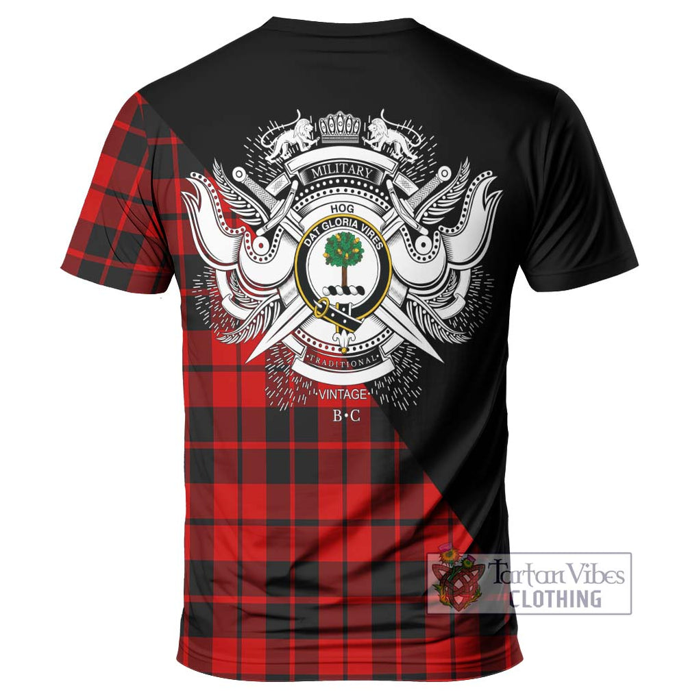 Hog Tartan T-Shirt with Family Crest and Military Logo Style - Tartan Vibes Clothing