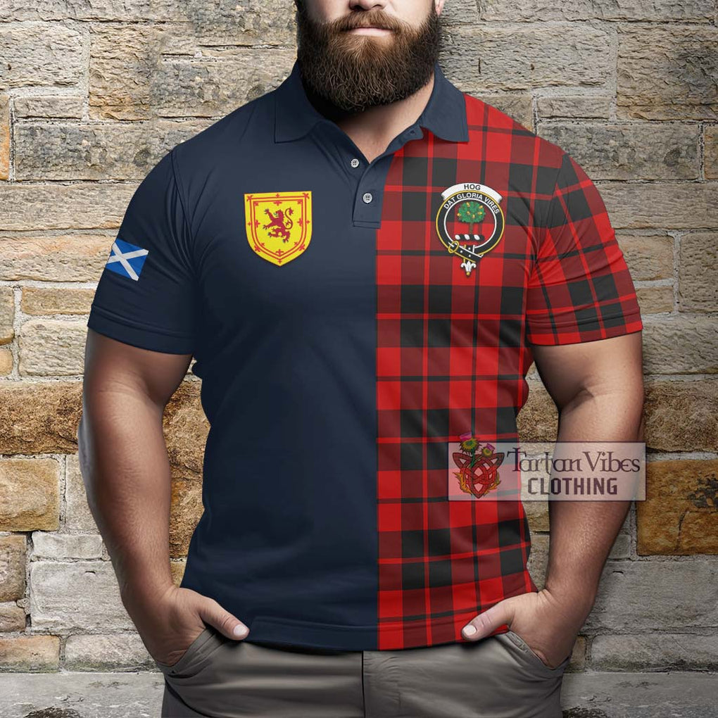 Hog Tartan Polo Shirt Alba with Scottish Lion Royal Arm Half Style - Tartan Vibes Clothing