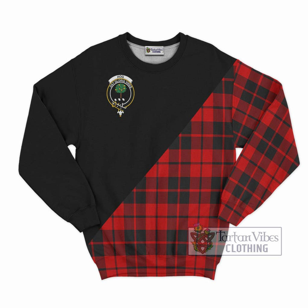 Hog Tartan Sweatshirt with Family Crest and Military Logo Style - Tartan Vibes Clothing