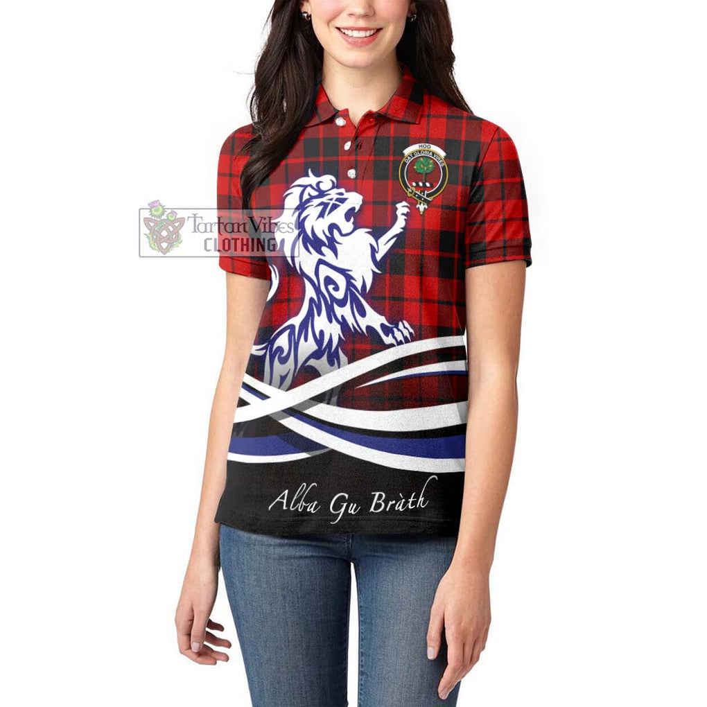 Hog Tartan Women's Polo Shirt with Alba Gu Brath Regal Lion Emblem - Tartan Vibes Clothing