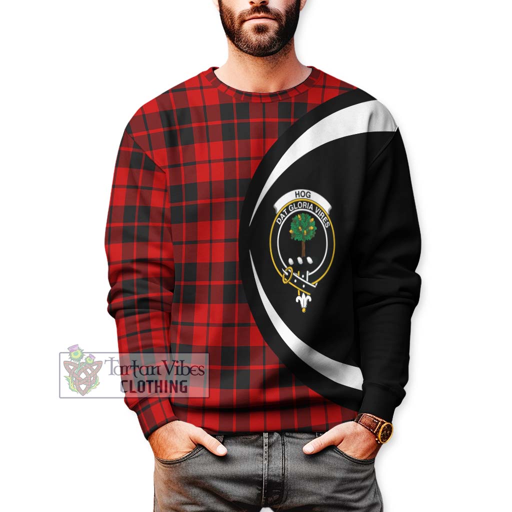 Hog Tartan Sweatshirt with Family Crest Circle Style - Tartan Vibes Clothing