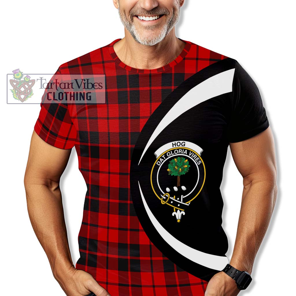 Hog Tartan T-Shirt with Family Crest Circle Style - Tartan Vibes Clothing