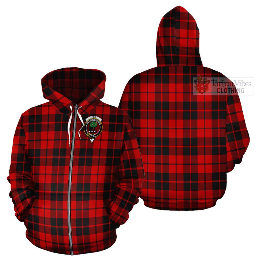 Hog Tartan Cotton Hoodie with Family Crest - Tartan Vibes Clothing