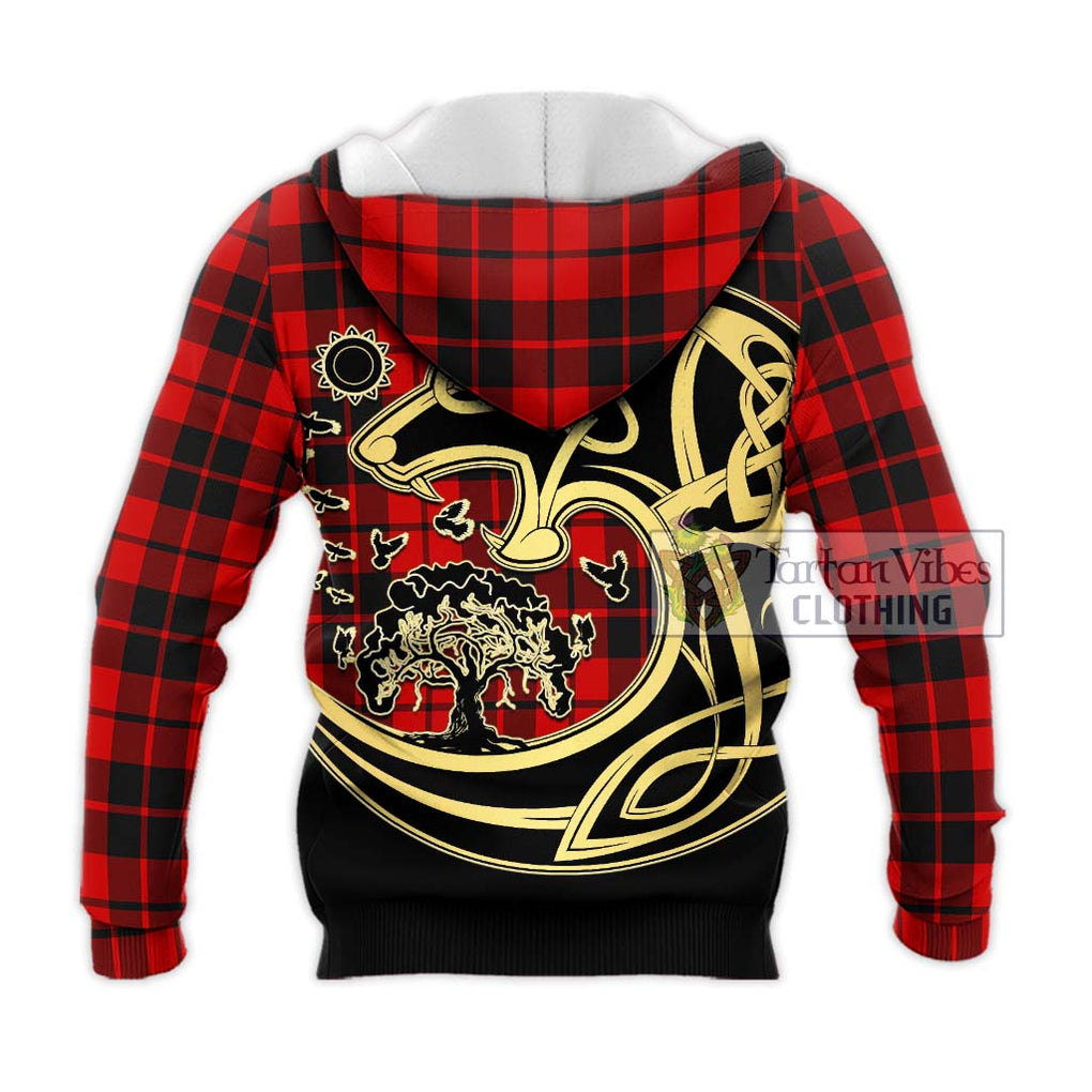 Hog Tartan Knitted Hoodie with Family Crest Celtic Wolf Style - Tartan Vibes Clothing