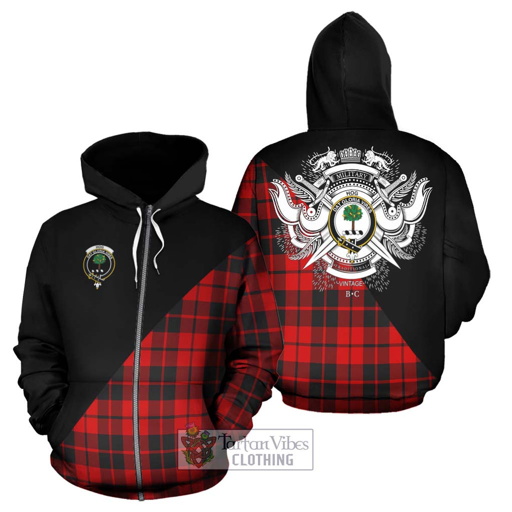 Hog Tartan Hoodie with Family Crest and Military Logo Style - Tartan Vibes Clothing