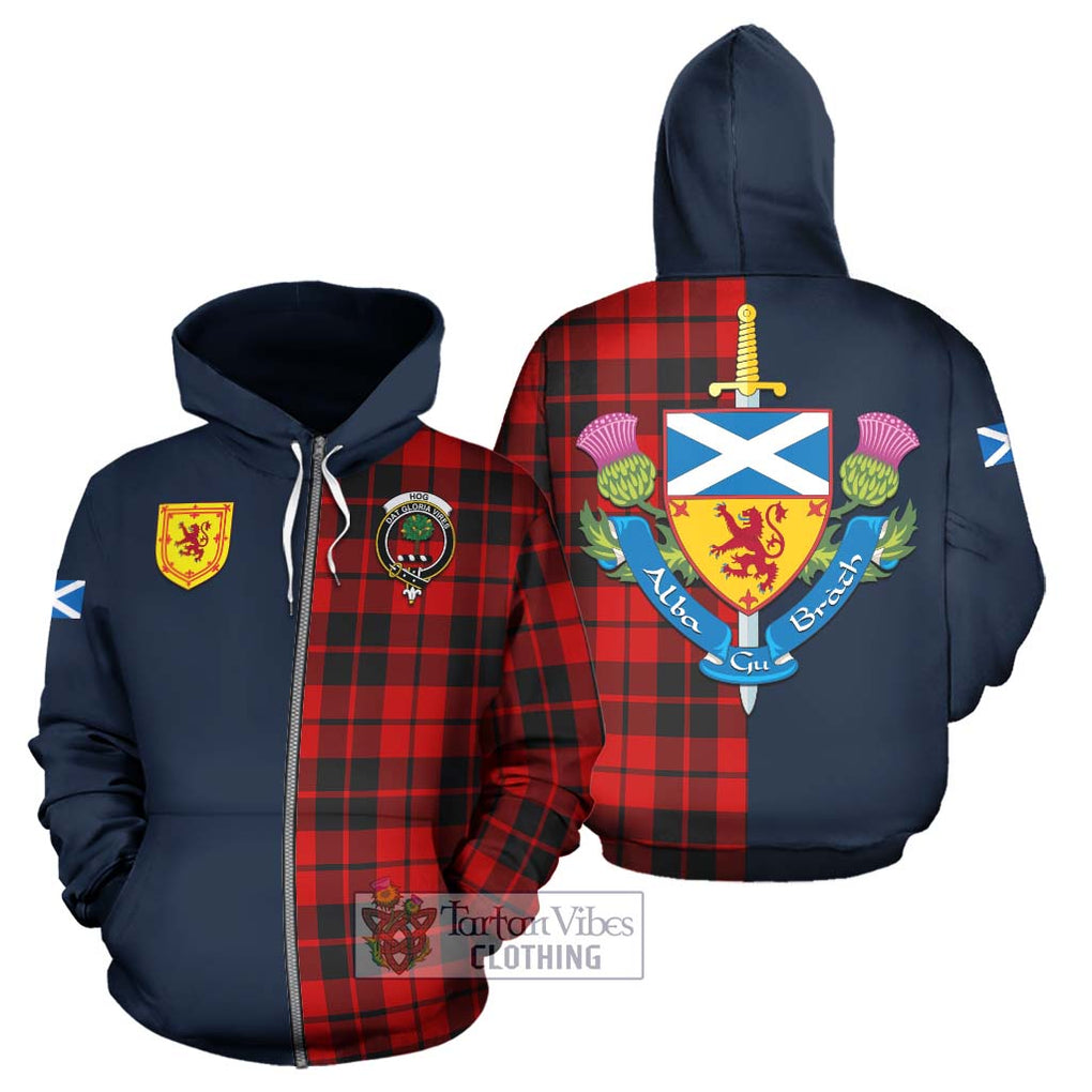 Hog Tartan Hoodie Alba with Scottish Lion Royal Arm Half Style - Tartan Vibes Clothing