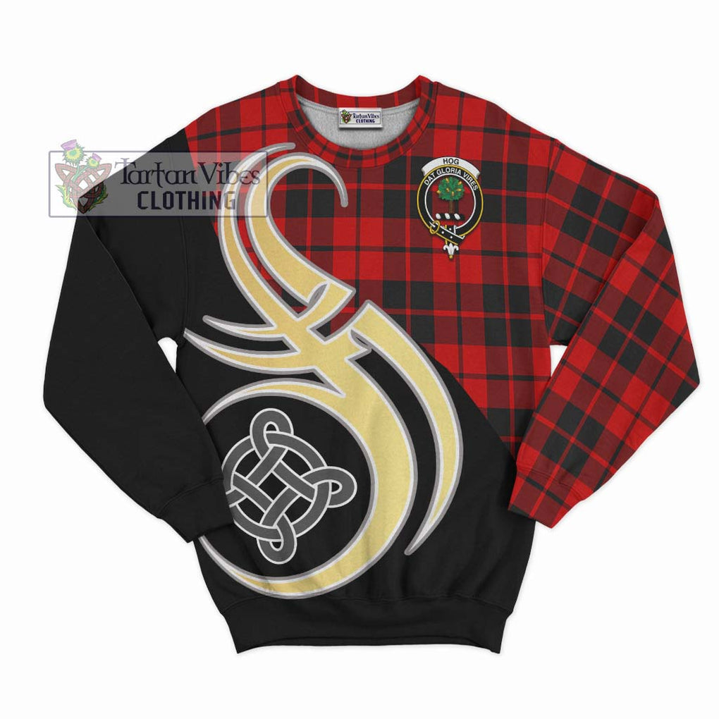 Hog Tartan Sweatshirt with Family Crest and Celtic Symbol Style - Tartan Vibes Clothing