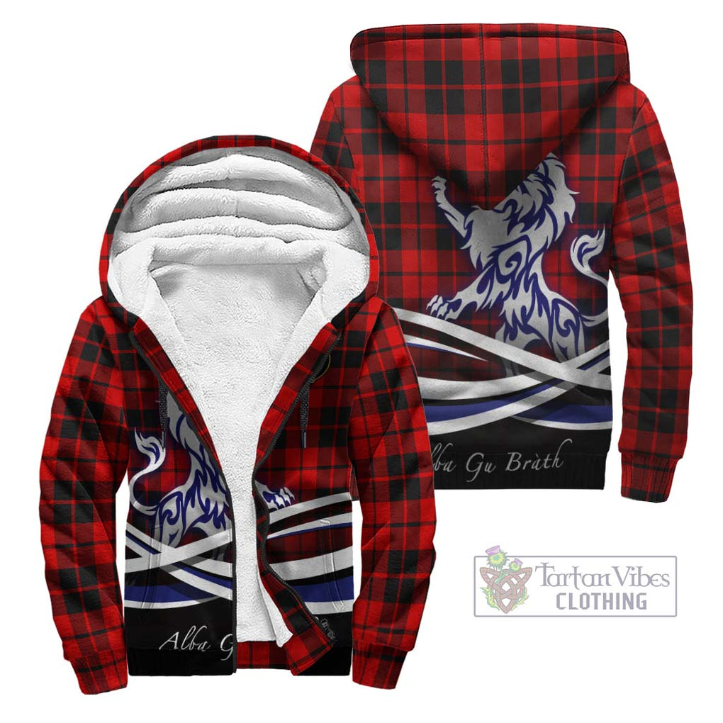 Hog Tartan Sherpa Hoodie with Alba Gu Brath Regal Lion Emblem Unisex - Tartan Vibes Clothing