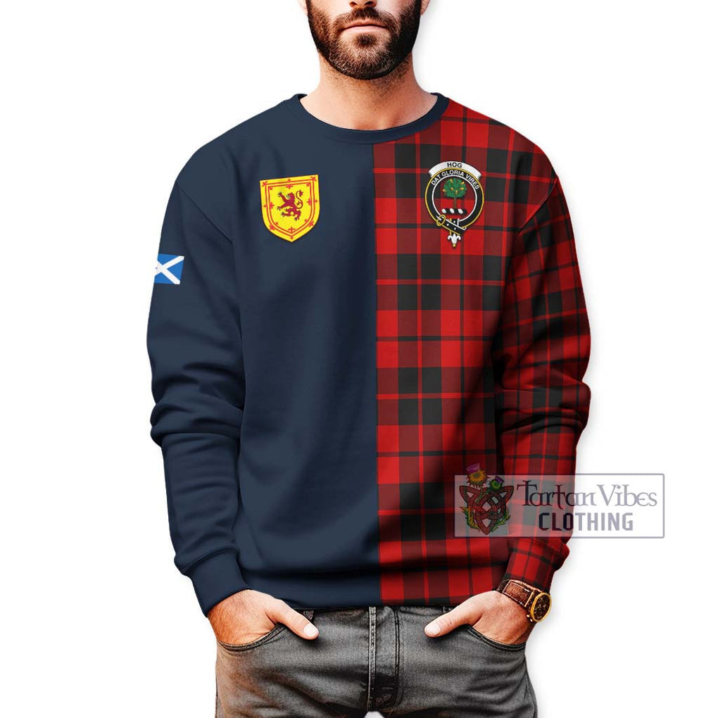 Hog Tartan Sweatshirt Alba with Scottish Lion Royal Arm Half Style - Tartan Vibes Clothing