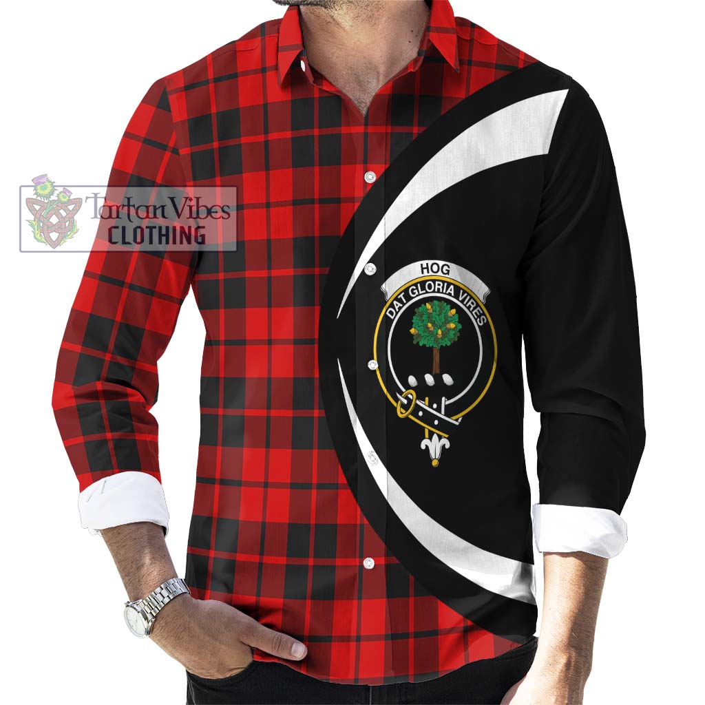 Hog Tartan Long Sleeve Button Up with Family Crest Circle Style - Tartan Vibes Clothing