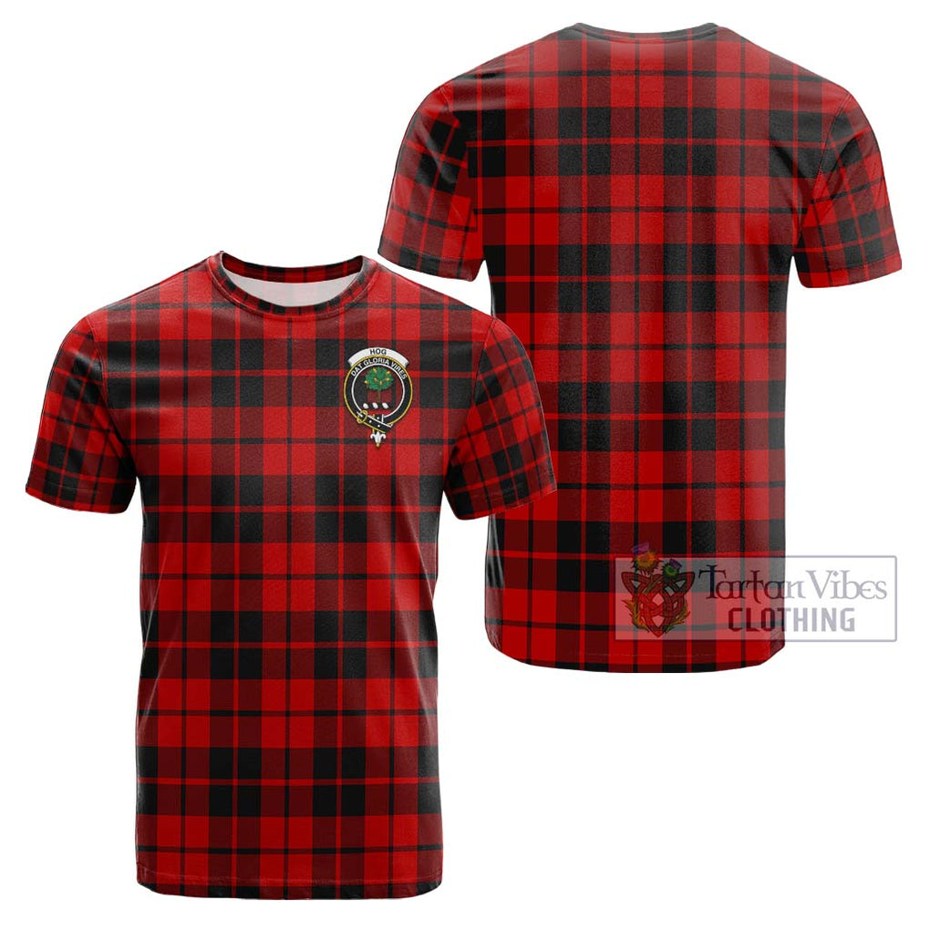 Hog Tartan Cotton T-Shirt with Family Crest - Tartan Vibes Clothing