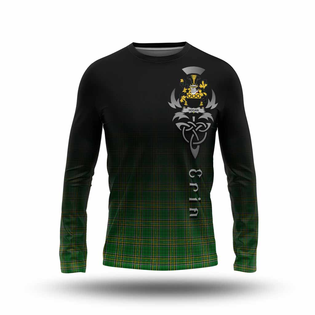 Tartan Vibes Clothing Hogan Irish Clan Long Sleeve T-Shirt with Coat of Arms Erin Go Bragh Celtic Inspired