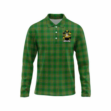 Hogan Irish Clan Tartan Long Sleeve Polo Shirt with Coat of Arms Unisex - Tartan Vibes Clothing