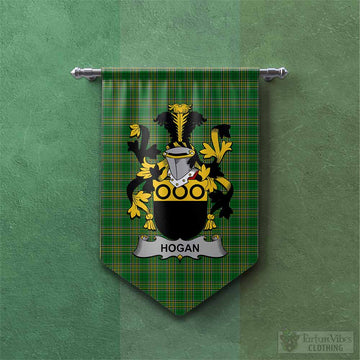 Hogan Irish Clan Tartan Gonfalon, Tartan Banner with Coat of Arms