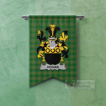 Hogan Irish Clan Tartan Gonfalon, Tartan Banner with Coat of Arms