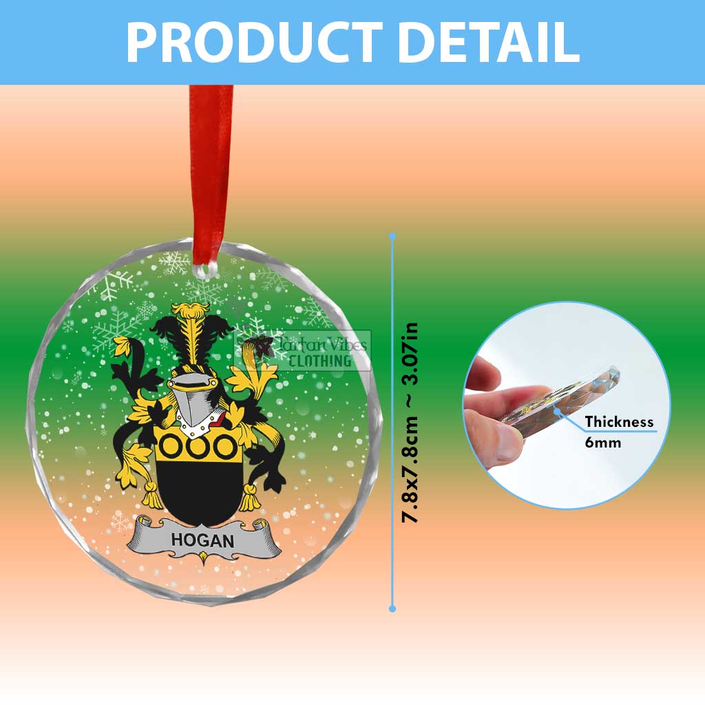 Tartan Vibes Clothing Hogan Irish Clan Christmas Glass Ornament with Coat of Arms