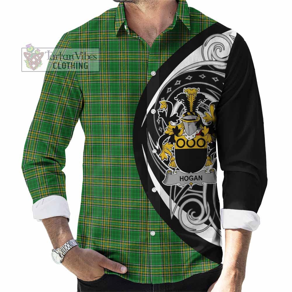 Tartan Vibes Clothing Hogan Irish Clan Long Sleeve Button Shirt Celtic Circle Style
