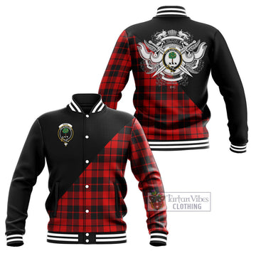 Hogg Tartan Baseball Jacket with Family Crest and Military Logo Style Unisex - Tartanvibesclothing Shop