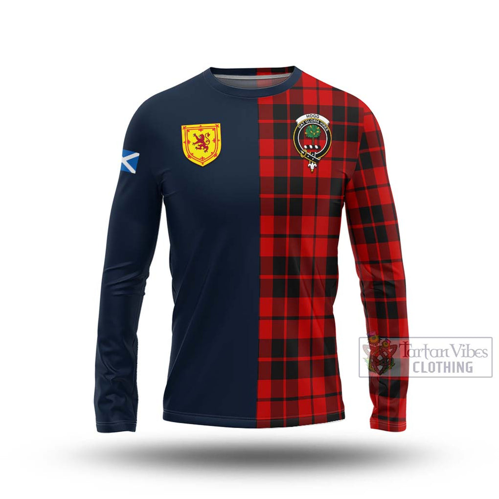 Tartan Vibes Clothing Hogg Tartan Long Sleeve T-Shirt with Scottish Lion Royal Arm Half Style