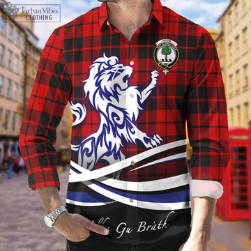 Hogg Tartan Long Sleeve Button Up Shirt with Alba Gu Brath Regal Lion Emblem