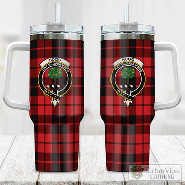 Hogg Tartan and Family Crest Tumbler with Handle