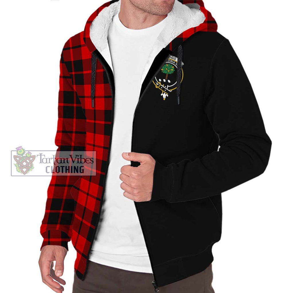 Hogg Tartan Sherpa Hoodie with Family Crest and Half Of Me Style Unisex S - Tartanvibesclothing Shop