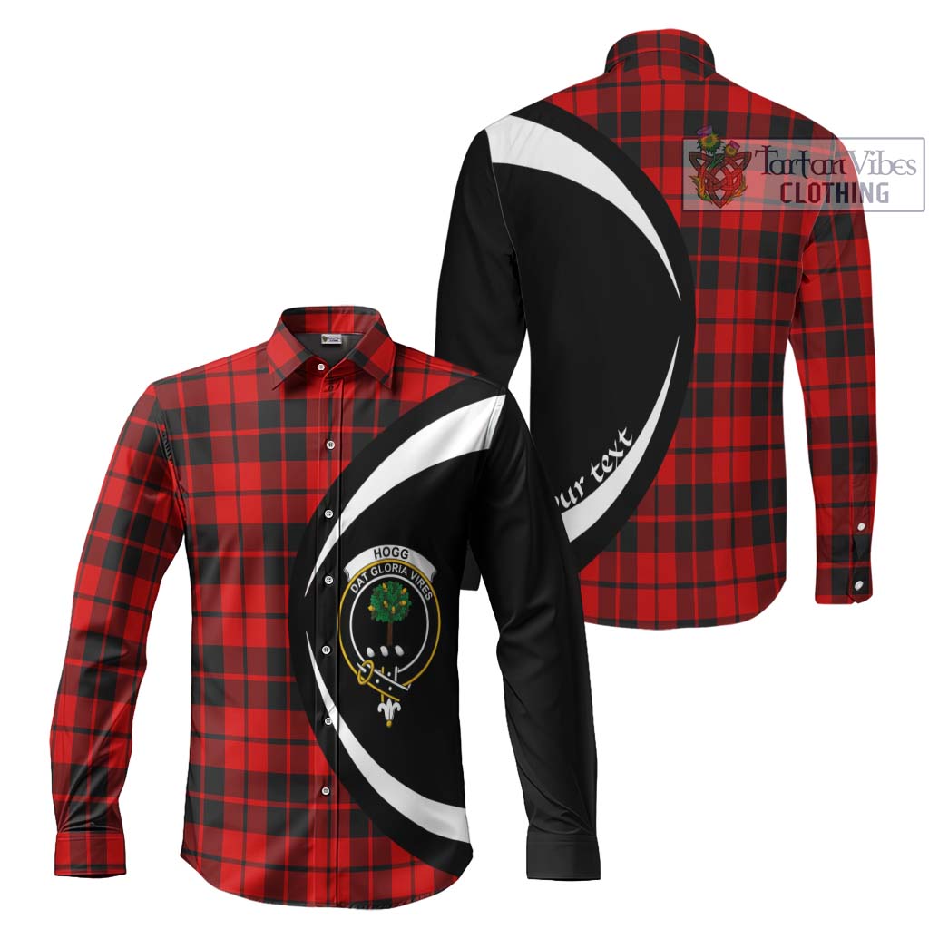 Hogg Tartan Long Sleeve Button Up with Family Crest Circle Style Men's Shirt S - Tartan Vibes Clothing