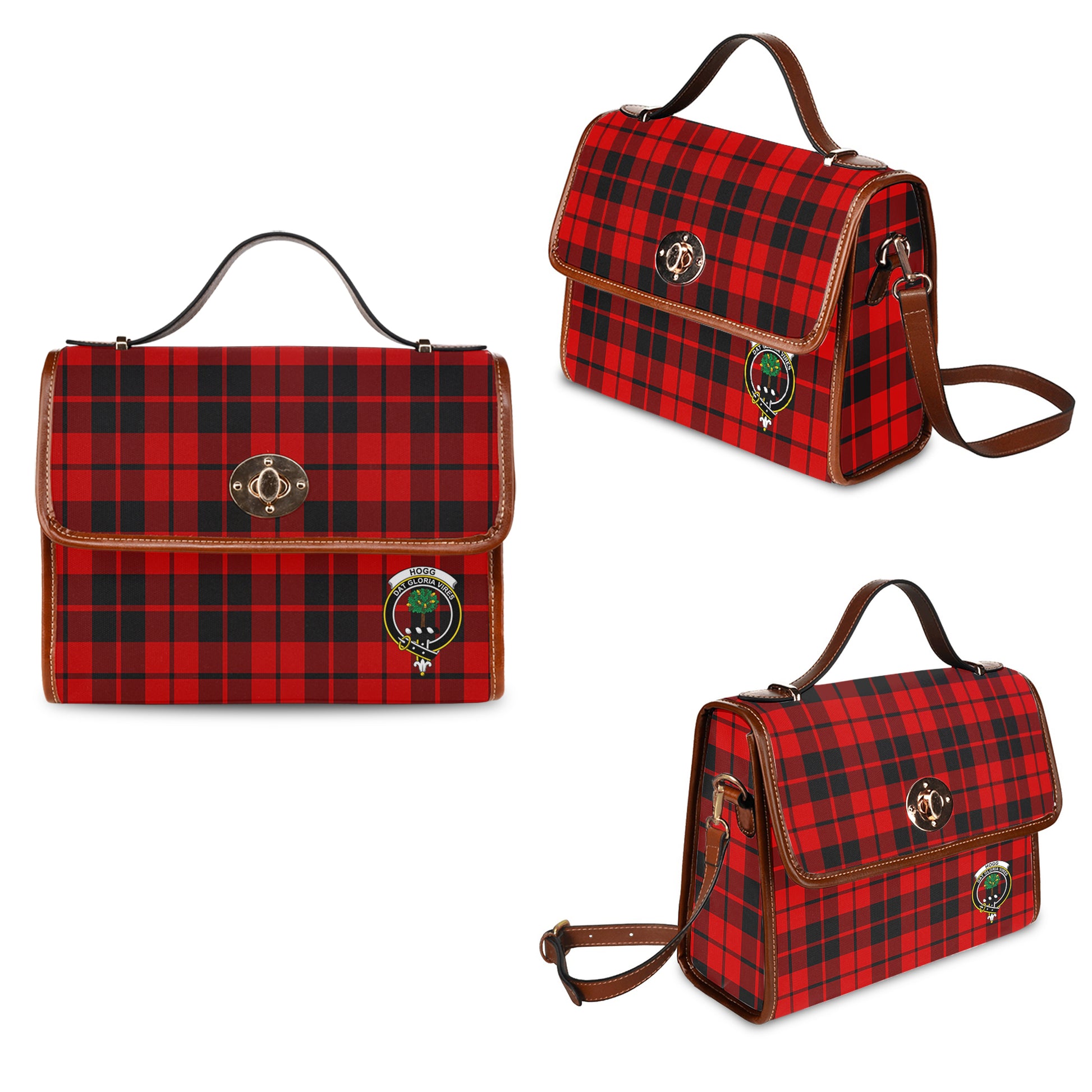 Hogg Tartan Waterproof Canvas Bag with Family Crest One Size 10.5*20*27cm - Tartan Vibes Clothing