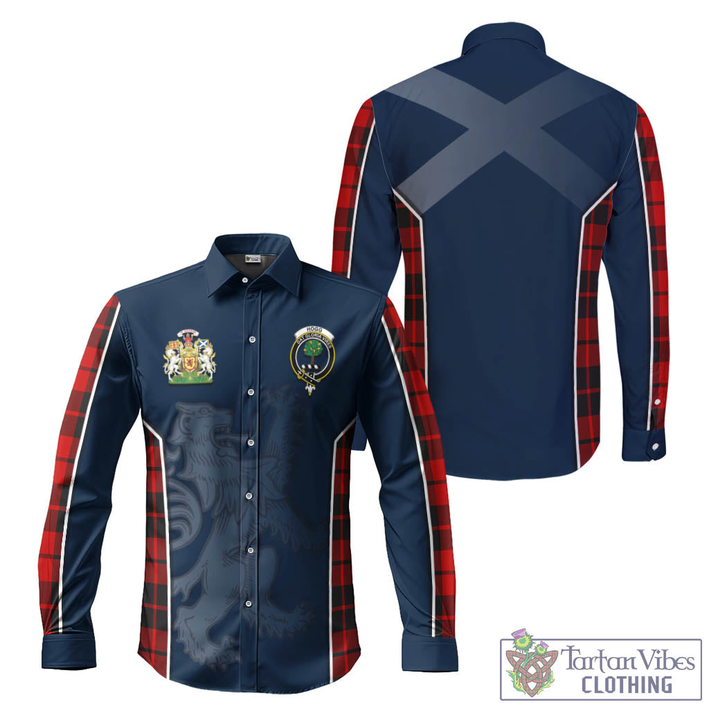 Tartan Vibes Clothing Hogg Tartan Long Sleeve Button Up Shirt with Family Crest and Lion Rampant Vibes Sport Style