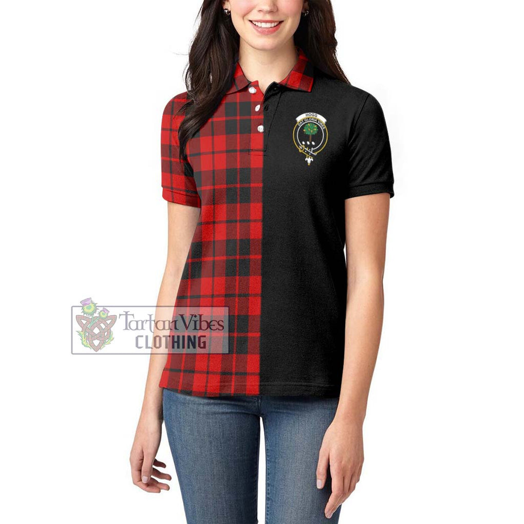 Hogg Tartan Women's Polo Shirt with Family Crest and Half Of Me Style - Tartanvibesclothing Shop