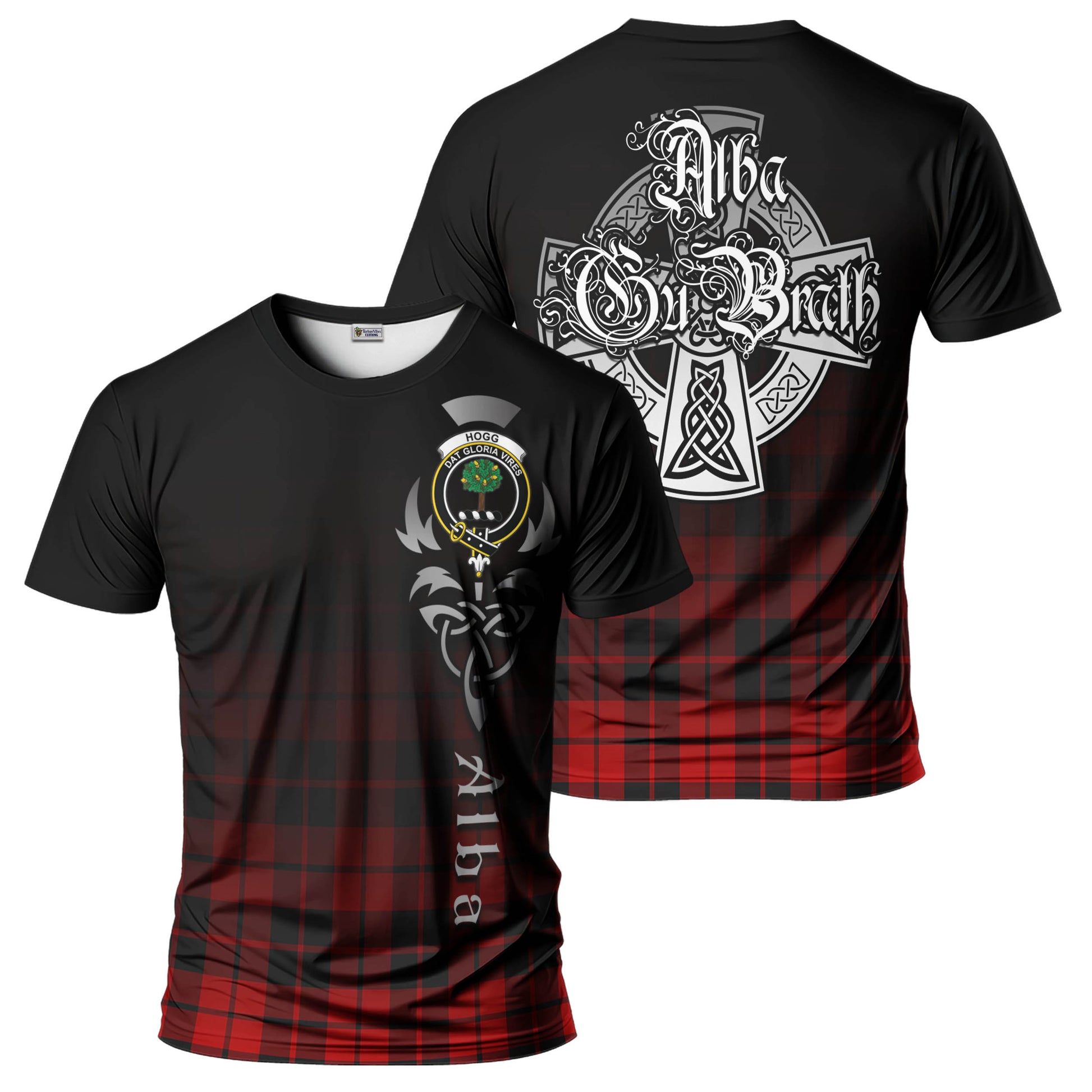 Tartan Vibes Clothing Hogg Tartan T-Shirt Featuring Alba Gu Brath Family Crest Celtic Inspired