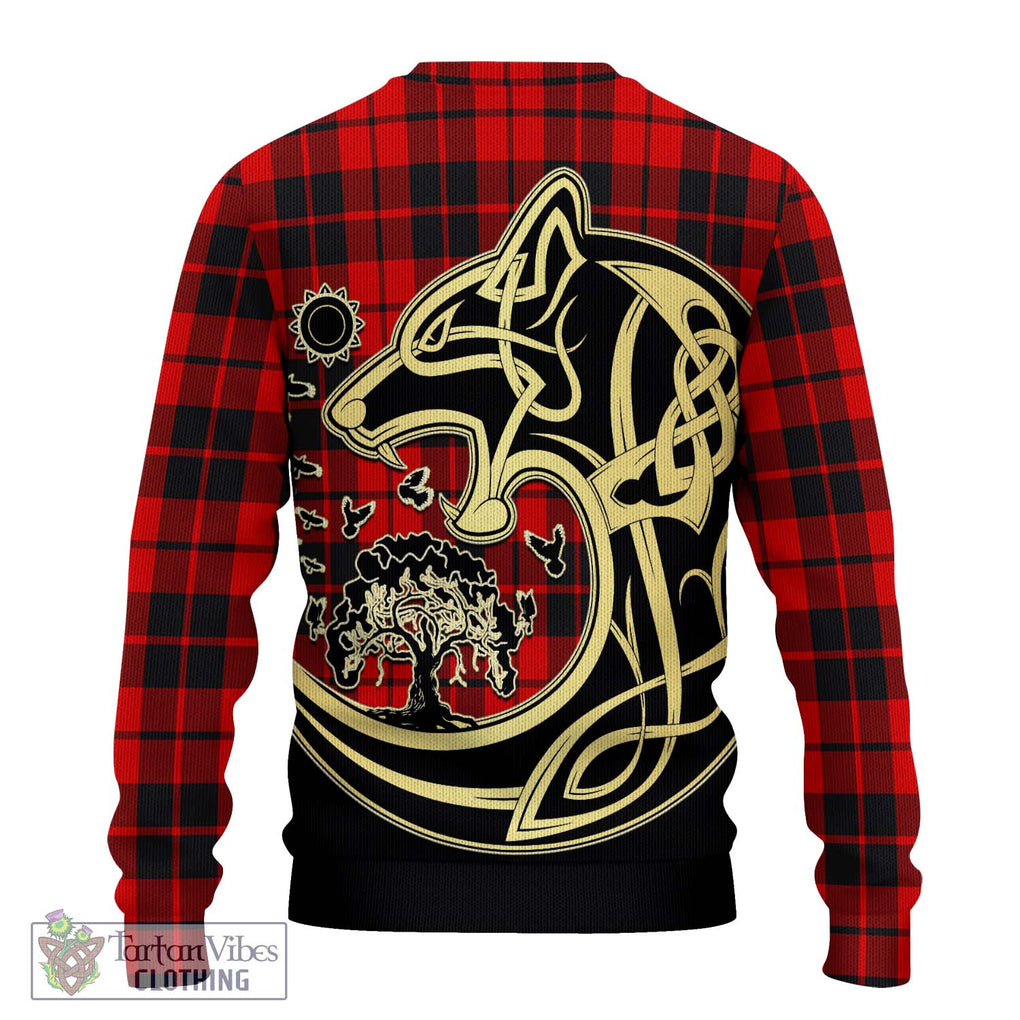 Hogg Tartan Knitted Sweater with Family Crest Celtic Wolf Style - Tartan Vibes Clothing