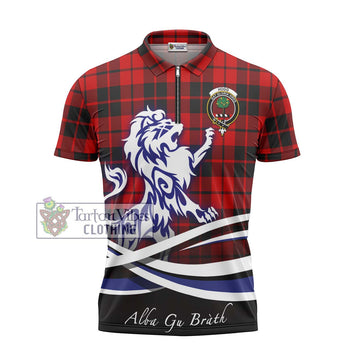 Hogg Tartan Zipper Polo Shirt with Alba Gu Brath Regal Lion Emblem