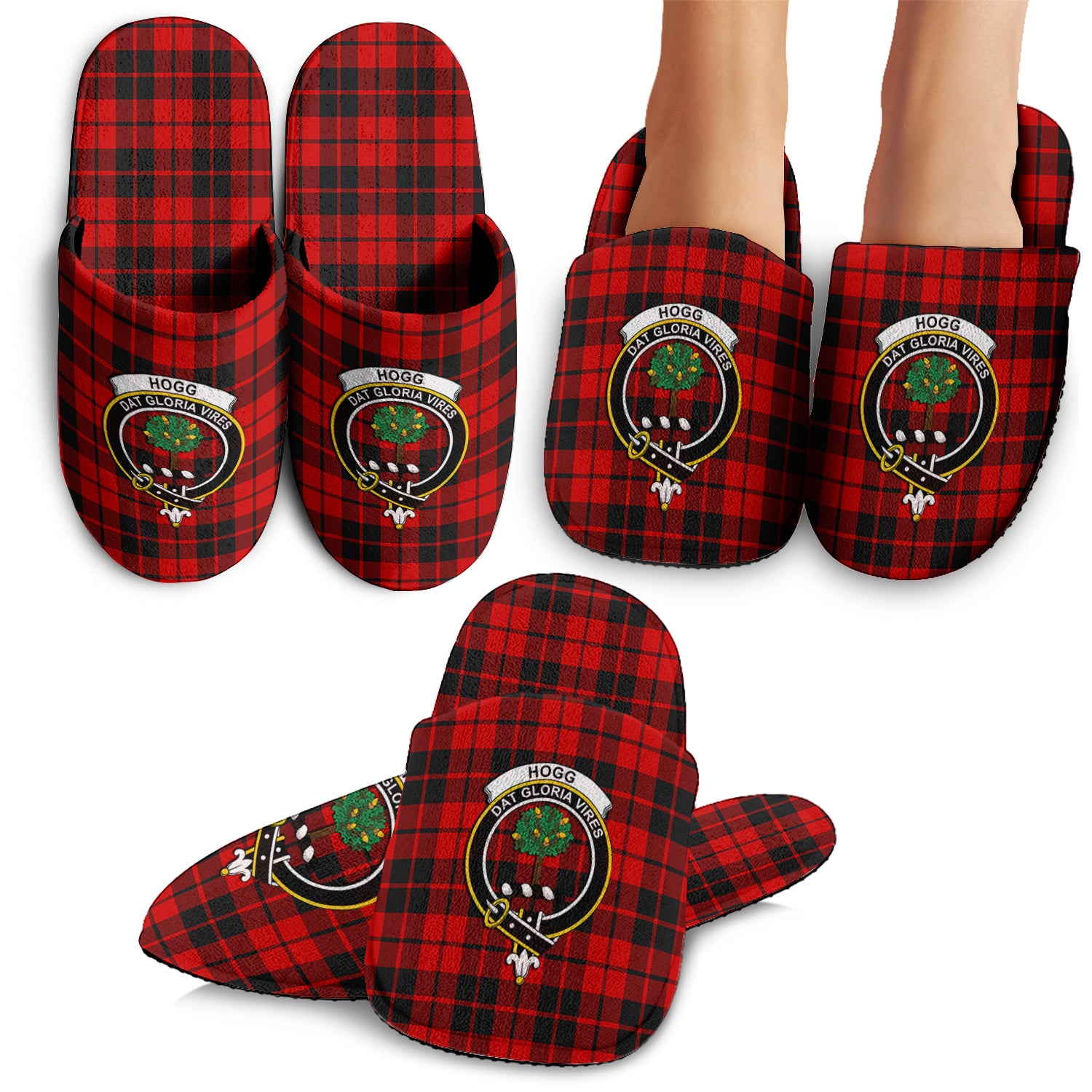 Hogg Tartan Home Slippers with Family Crest - Tartanvibesclothing