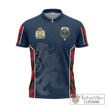 Hogg Tartan Zipper Polo Shirt with Family Crest and Lion Rampant Vibes Sport Style