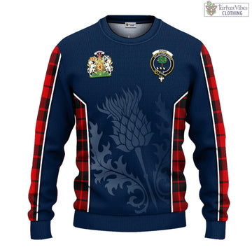 Hogg Tartan Knitted Sweatshirt with Family Crest and Scottish Thistle Vibes Sport Style