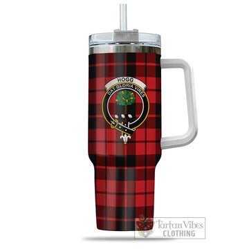 Hogg Tartan and Family Crest Tumbler with Handle