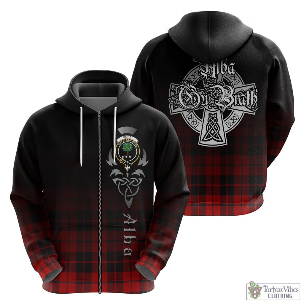 Tartan Vibes Clothing Hogg Tartan Hoodie Featuring Alba Gu Brath Family Crest Celtic Inspired