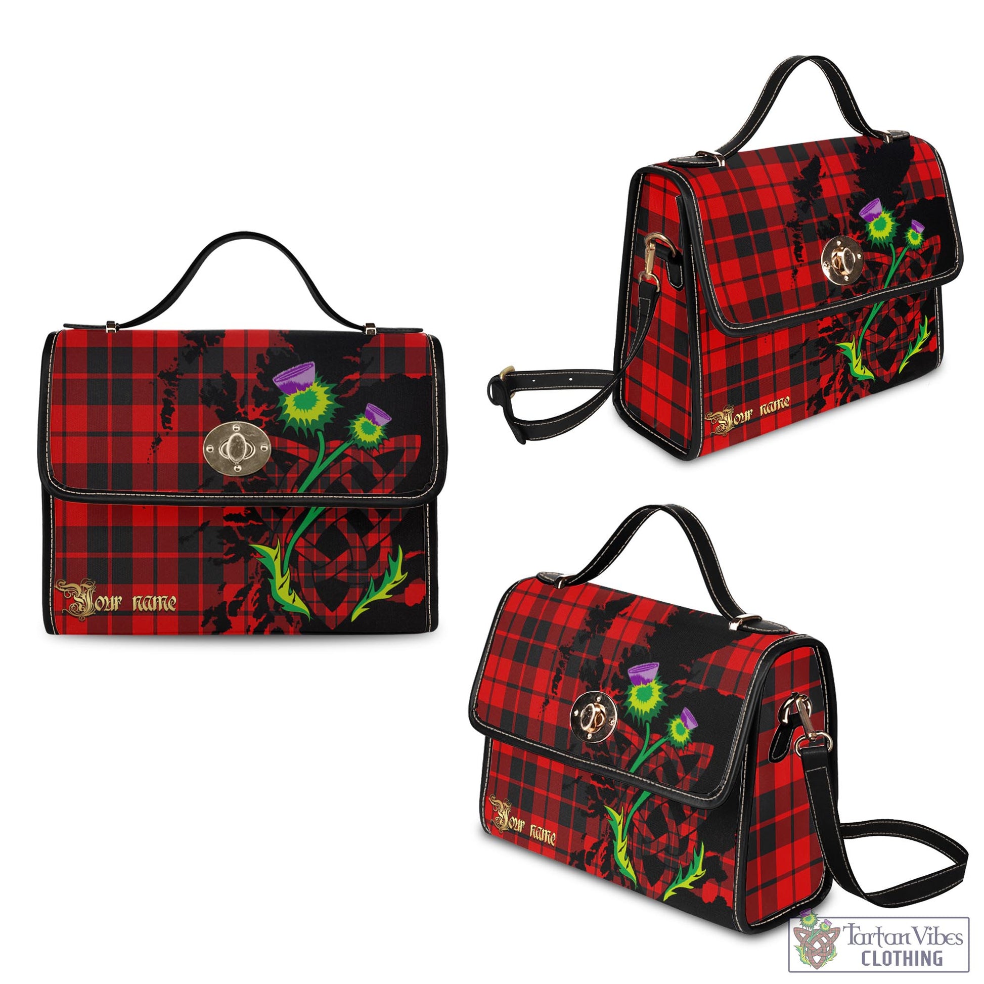 Hogg Tartan Waterproof Canvas Bag with Scotland Map and Thistle Celtic Accents - Tartan Vibes Clothing