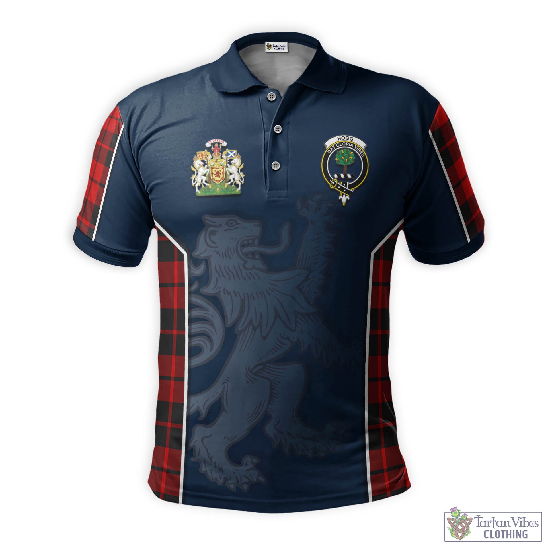 Tartan Vibes Clothing Hogg Tartan Men's Polo Shirt with Family Crest and Lion Rampant Vibes Sport Style
