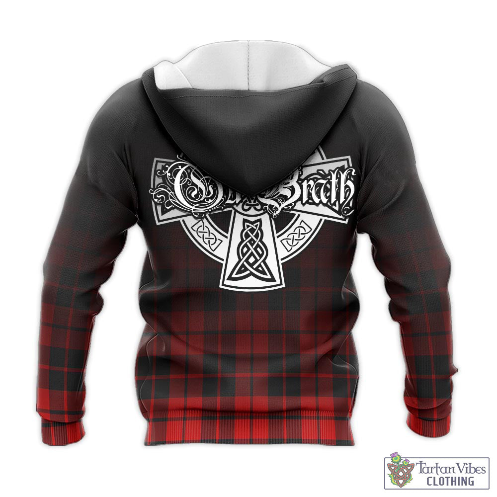 Tartan Vibes Clothing Hogg Tartan Knitted Hoodie Featuring Alba Gu Brath Family Crest Celtic Inspired