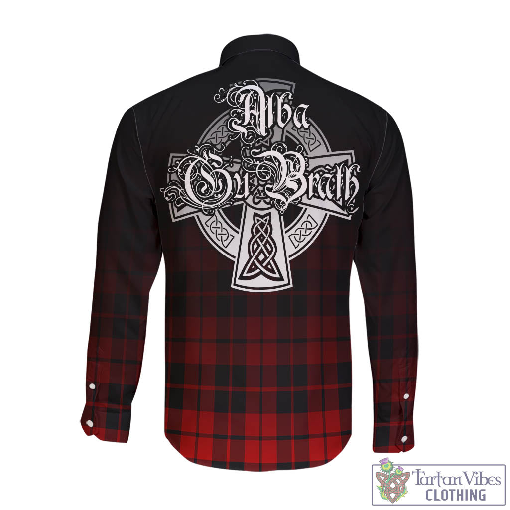Tartan Vibes Clothing Hogg Tartan Long Sleeve Button Up Featuring Alba Gu Brath Family Crest Celtic Inspired