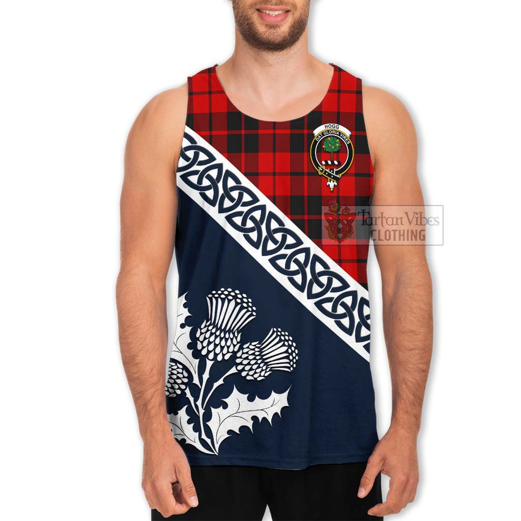 Tartan Vibes Clothing Hogg (Hog) Tartan Men's Tank Top Featuring Thistle and Scotland Map