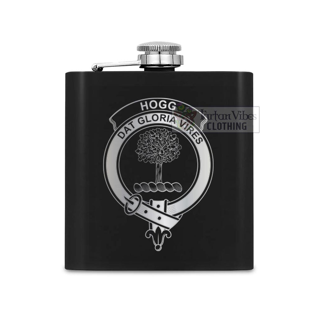 Tartan Vibes Clothing Hogg (Hog) Crest Hip Flask Set 7oz Black Stainless Steel with A Gift Box