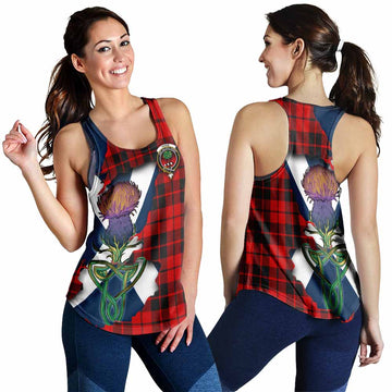 Tartan Vibes Clothing Hogg (Hog) Tartan Family Crest Women's Racerback Tanks Scottish Thistle Celtic Inspired