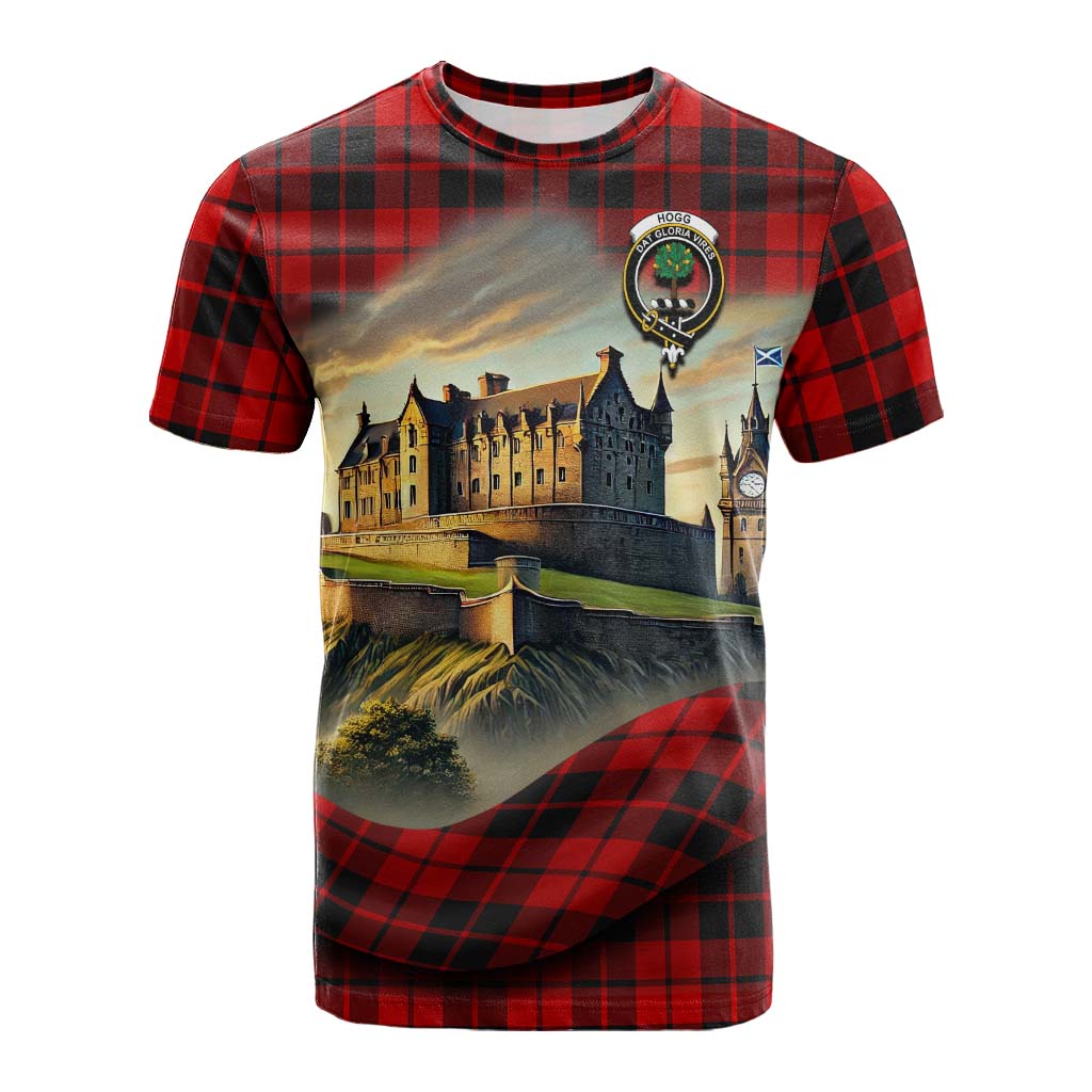 Tartan Vibes Clothing Hogg (Hog) Tartan Family Crest Cotton T-shirt with Scottish Ancient Castle Style